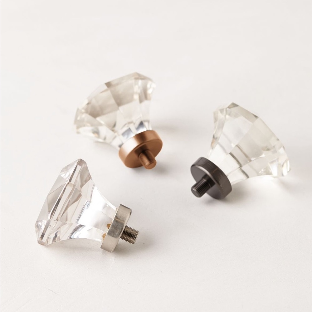 NWT Anthropologie Clear/ Silver Curtain Finials